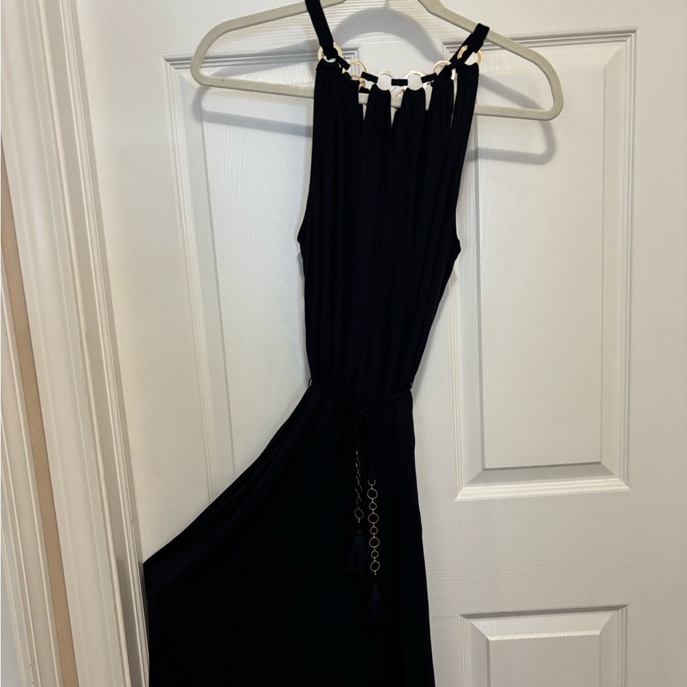 T Tahari Elegant  Navy Blue Asymmetrical Dress